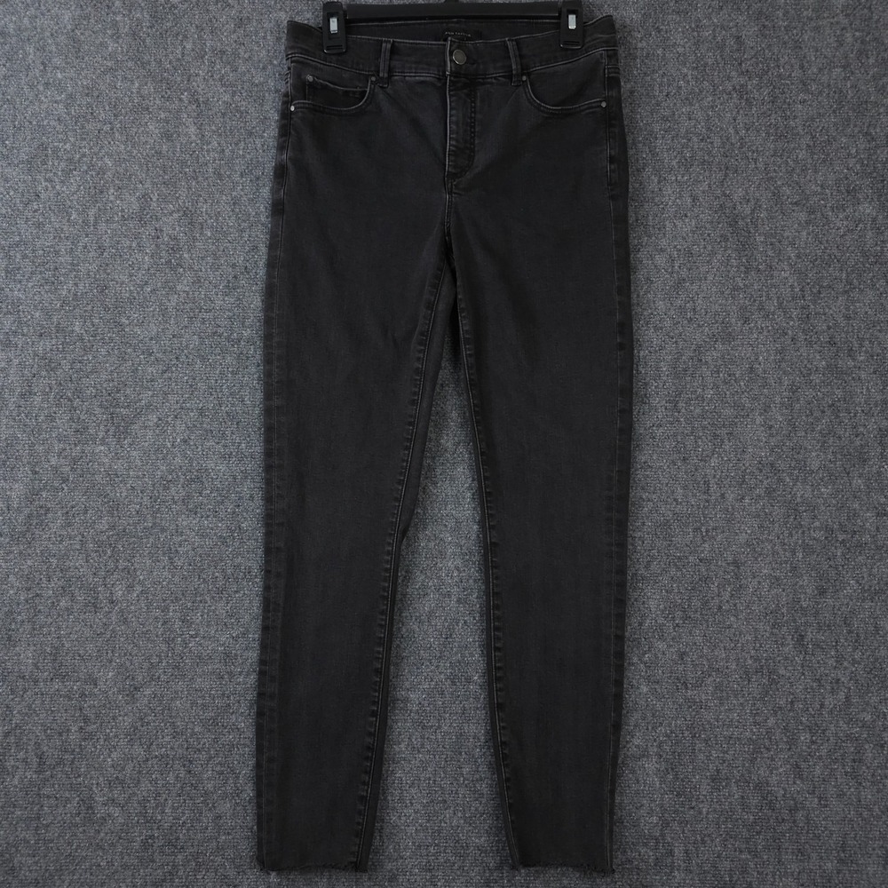 Ann Taylor Jeans Womens 4 Black The Skinny Crop Stretch Denim Raw Hem Casual - Picture 1 of 12